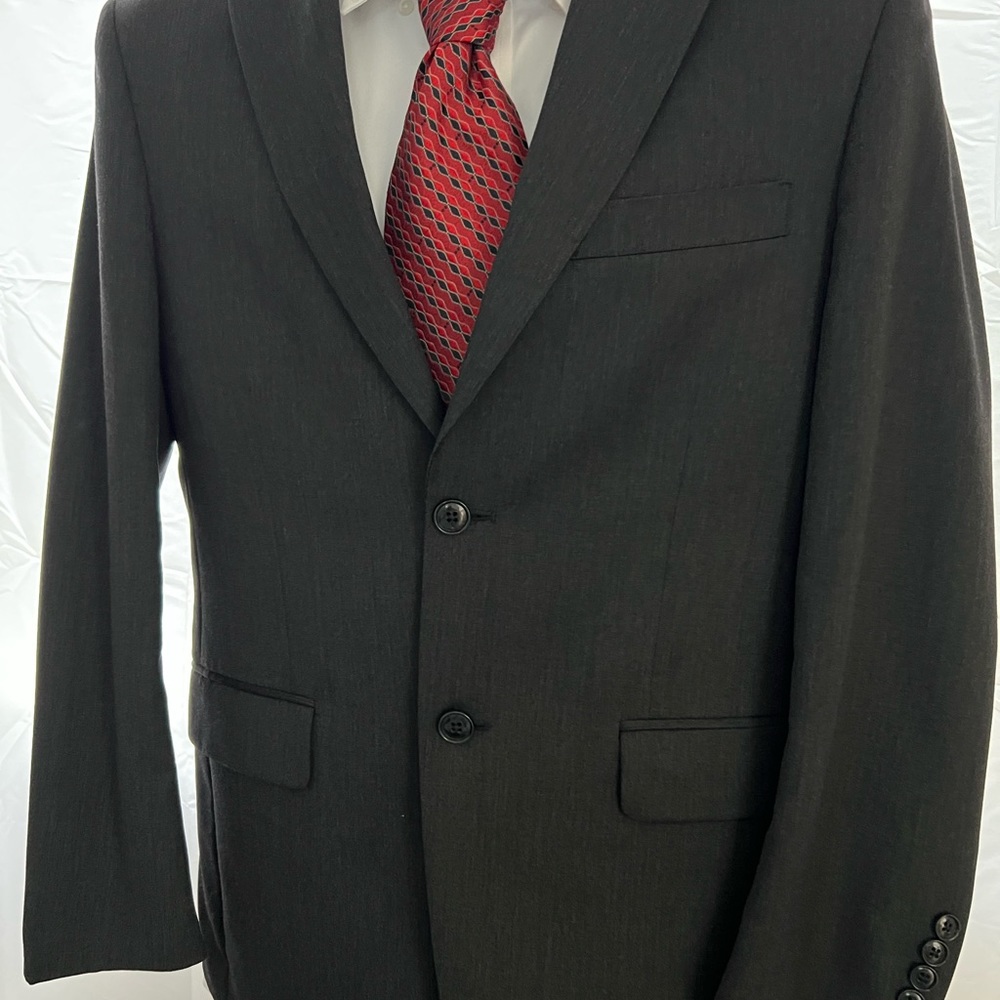 jones new york mens sport coat blazer jacket 36S Gray 2 Button 2 Vent  Wool